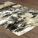 Oriental Weavers Bowen 109E2 Industrial/Contemporary Abstract Polypropylene, Polyester Indoor Area Rug Black/ Gold 9'10" x 12'10" B109E2300390ST