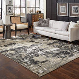 Oriental Weavers Bowen 109E2 Industrial/Contemporary Abstract Polypropylene, Polyester Indoor Area Rug Black/ Gold 9'10" x 12'10" B109E2300390ST