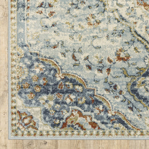 Oriental Weavers Branson BR01A Vintage/Traditional Medallion Polypropylene Indoor Area Rug Blue/ Multi 9'10" x 12'10" BBR01A300390ST