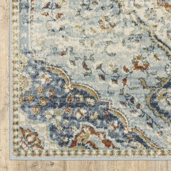Oriental Weavers Branson BR01A Vintage/Traditional Medallion Polypropylene Indoor Area Rug Blue/ Multi 9'10" x 12'10" BBR01A300390ST