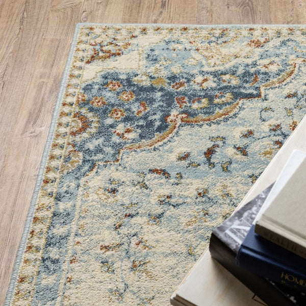 Oriental Weavers Branson BR01A Vintage/Traditional Medallion Polypropylene Indoor Area Rug Blue/ Multi 9'10" x 12'10" BBR01A300390ST