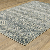 Oriental Weavers Branson BR02A Tribal/Bohemian Geometric Polypropylene Indoor Area Rug Blue/ Beige 9'10" x 12'10" BBR02A300390ST