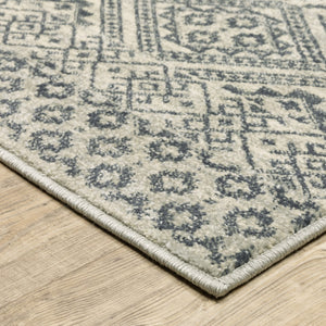 Oriental Weavers Branson BR02A Tribal/Bohemian Geometric Polypropylene Indoor Area Rug Blue/ Beige 9'10" x 12'10" BBR02A300390ST