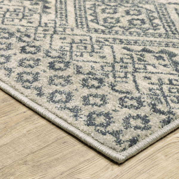 Oriental Weavers Branson BR02A Tribal/Bohemian Geometric Polypropylene Indoor Area Rug Blue/ Beige 9'10" x 12'10" BBR02A300390ST