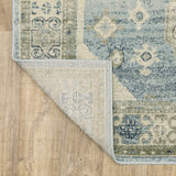 Oriental Weavers Branson BR03A Vintage/Traditional Medallion Polypropylene Indoor Area Rug Blue/ Grey 9'10" x 12'10" BBR03A300390ST