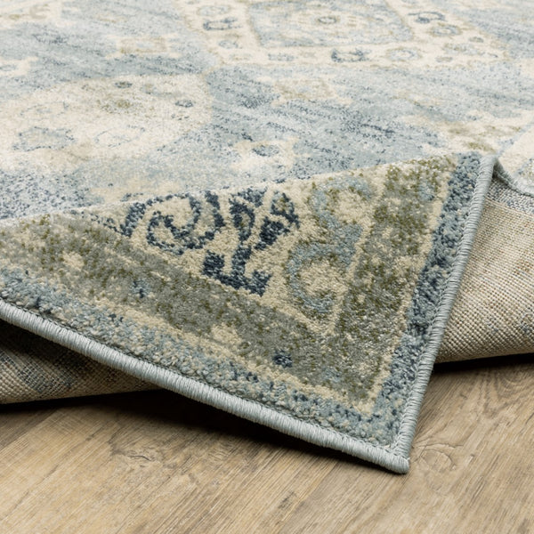 Oriental Weavers Branson BR03A Vintage/Traditional Medallion Polypropylene Indoor Area Rug Blue/ Grey 9'10" x 12'10" BBR03A300390ST