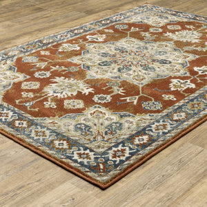 Oriental Weavers Branson BR04A Traditional/Vintage Medallion Polypropylene Indoor Area Rug Rust/ Beige 9'10" x 12'10" BBR04A300390ST
