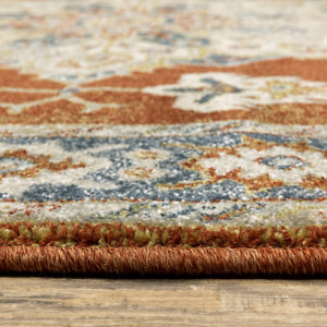 Oriental Weavers Branson BR04A Traditional/Vintage Medallion Polypropylene Indoor Area Rug Rust/ Beige 9'10" x 12'10" BBR04A300390ST