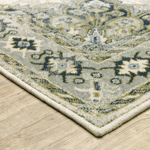 Oriental Weavers Branson BR04B Traditional/Vintage Medallion Polypropylene Indoor Area Rug Ivory/ Blue 9'10" x 12'10" BBR04B300390ST