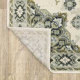 Oriental Weavers Branson BR04B Traditional/Vintage Medallion Polypropylene Indoor Area Rug Ivory/ Blue 9'10" x 12'10" BBR04B300390ST