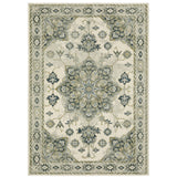 Oriental Weavers Branson BR04B Traditional/Vintage Medallion Polypropylene Indoor Area Rug Ivory/ Blue 9'10" x 12'10" BBR04B300390ST