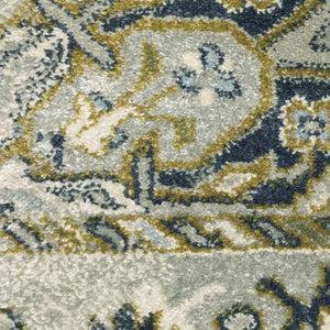 Oriental Weavers Branson BR04B Traditional/Vintage Medallion Polypropylene Indoor Area Rug Ivory/ Blue 9'10" x 12'10" BBR04B300390ST