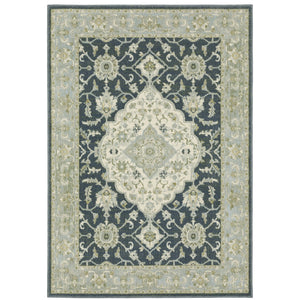 Oriental Weavers Branson BR05A Traditional/Persian Medallion Polypropylene Indoor Area Rug Teal Blue/ Ivory 9'10" x 12'10" BBR05A300390ST