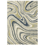 Oriental Weavers Branson BR07A Modern & Contemporary/Industrial Abstract Polypropylene Indoor Area Rug Ivory/ Teal 9'10" x 12'10" BBR07A300390ST