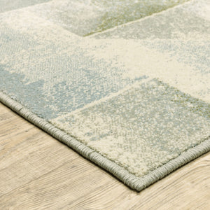 Oriental Weavers Branson BR10A Modern & Contemporary/Industrial Geometric Polypropylene Indoor Area Rug Blue/ Green 9'10" x 12'10" BBR10A300390ST