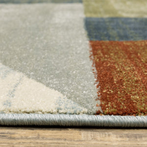 Oriental Weavers Branson BR11A Modern & Contemporary/Industrial Geometric Polypropylene Indoor Area Rug Grey/ Multi 9'10" x 12'10" BBR11A300390ST