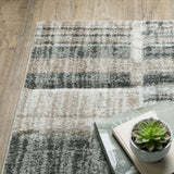 Oriental Weavers Cambria 055X2 Contemporary/Industrial Geometric Polypropylene Indoor Area Rug Tan/ Charcoal 9'10" x 12'10" C055X2300390ST