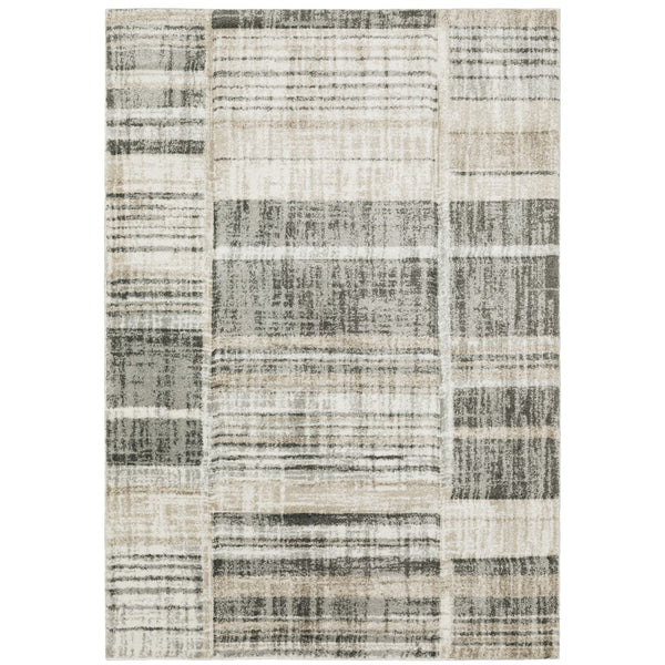 Oriental Weavers Cambria 055X2 Contemporary/Industrial Geometric Polypropylene Indoor Area Rug Tan/ Charcoal 9'10" x 12'10" C055X2300390ST