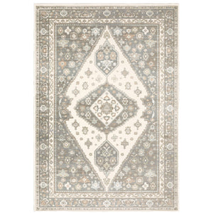 Oriental Weavers Capistrano 511E1 Traditional/Persian Oriental Polypropylene, Polyester Indoor Area Rug Ivory/ Grey 9'10" x 12'10" C511E1300390ST