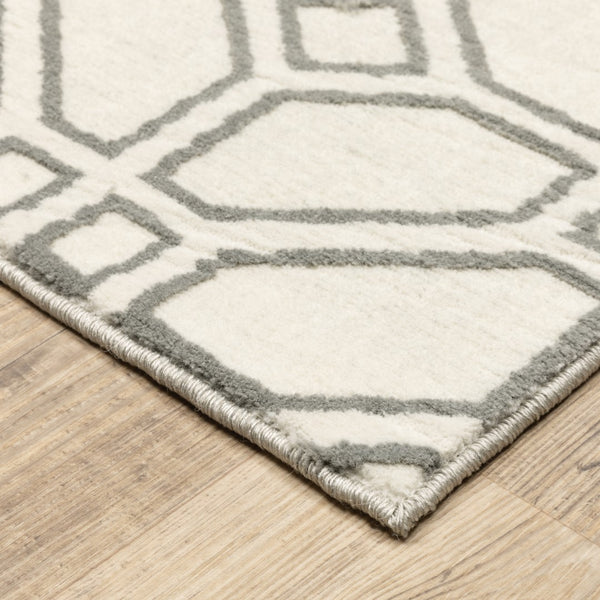 Oriental Weavers Capistrano 522A1 Moroccan/Global Geometric Polypropylene, Polyester Indoor Area Rug Ivory/ Grey 9'10" x 12'10" C522A1300390ST