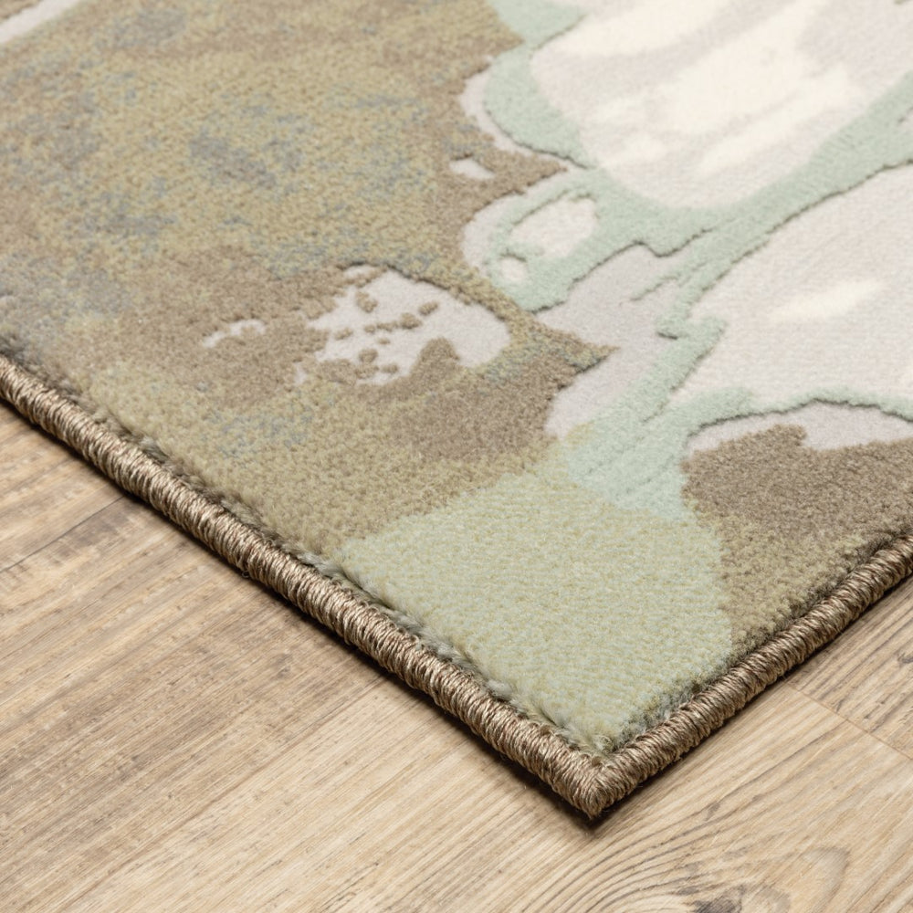 Oriental Weavers Capistrano 539C1 Industrial/Contemporary Abstract Polypropylene, Polyester Indoor Area Rug Ivory/ Green 9'10" x 12'10" C539C1300390ST