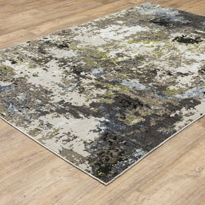Oriental Weavers Caravan 502Z8 Contemporary/Industrial Abstract Polyester Indoor Area Rug Grey/ Green 9'10" x 12'10" C502Z8300394ST