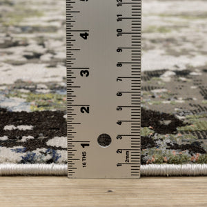 Oriental Weavers Caravan 502Z8 Contemporary/Industrial Abstract Polyester Indoor Area Rug Grey/ Green 9'10" x 12'10" C502Z8300394ST