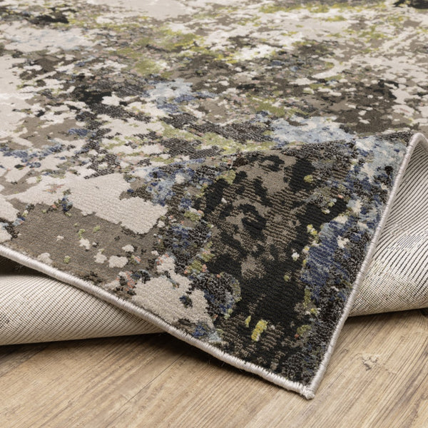 Oriental Weavers Caravan 502Z8 Contemporary/Industrial Abstract Polyester Indoor Area Rug Grey/ Green 9'10" x 12'10" C502Z8300394ST