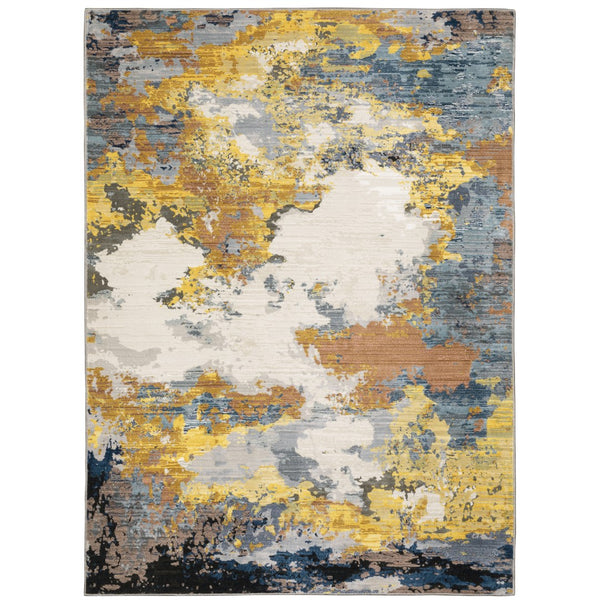 Oriental Weavers Caravan 530V8 Contemporary/Industrial Abstract Polyester Indoor Area Rug Yellow/ Blue 9'10" x 12'10" C530V8300394ST