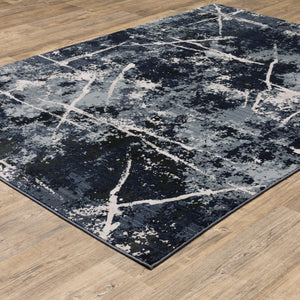 Oriental Weavers Caravan 7150B Contemporary/Industrial Abstract Polyester Indoor Area Rug Blue/ Grey 9'10" x 12'10" C7150B300394ST