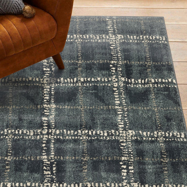 Oriental Weavers Carson 0746J Industrial/Vintage Geometric Polypropylene Indoor Area Rug Blue/ Ivory 9'10" x 12'10" C0746J300390ST