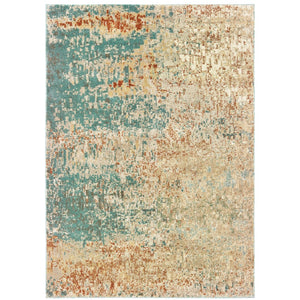 Oriental Weavers Carson 9654B Contemporary/ Abstract Polypropylene Indoor Area Rug Blue/ Orange 9'10" x 12'10" C9654B300390ST