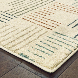 Oriental Weavers Carson 9663A Contemporary/Mid-Century Modern Geometric Polypropylene Indoor Area Rug Ivory/ Multi 9'10" x 12'10" C9663A300390ST