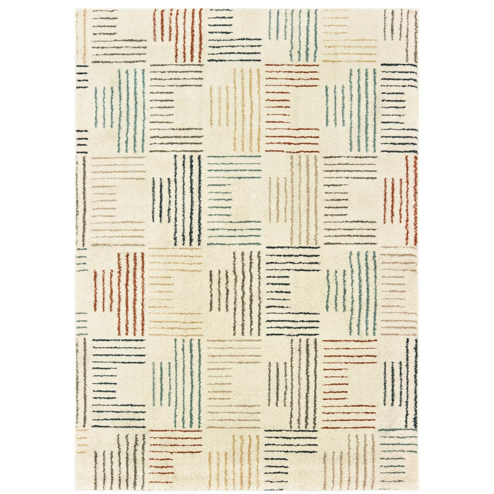 Oriental Weavers Carson 9663A Contemporary/Mid-Century Modern Geometric Polypropylene Indoor Area Rug Ivory/ Multi 9'10" x 12'10" C9663A300390ST