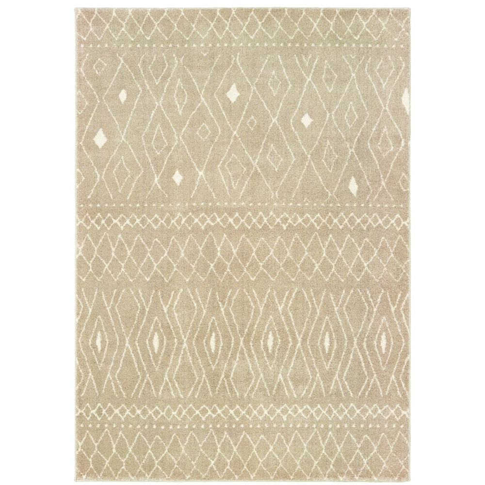 Oriental Weavers Carson 9665B Bohemian/Moroccan Geometric Polypropylene Indoor Area Rug Sand/ Ivory 9'10" x 12'10" C9665B300390ST