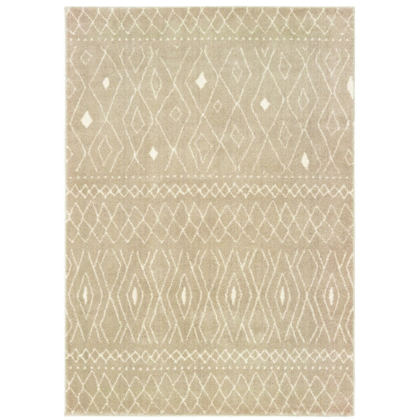 Oriental Weavers Carson 9665B Bohemian/Moroccan Geometric Polypropylene Indoor Area Rug Sand/ Ivory 9'10" x 12'10" C9665B300390ST