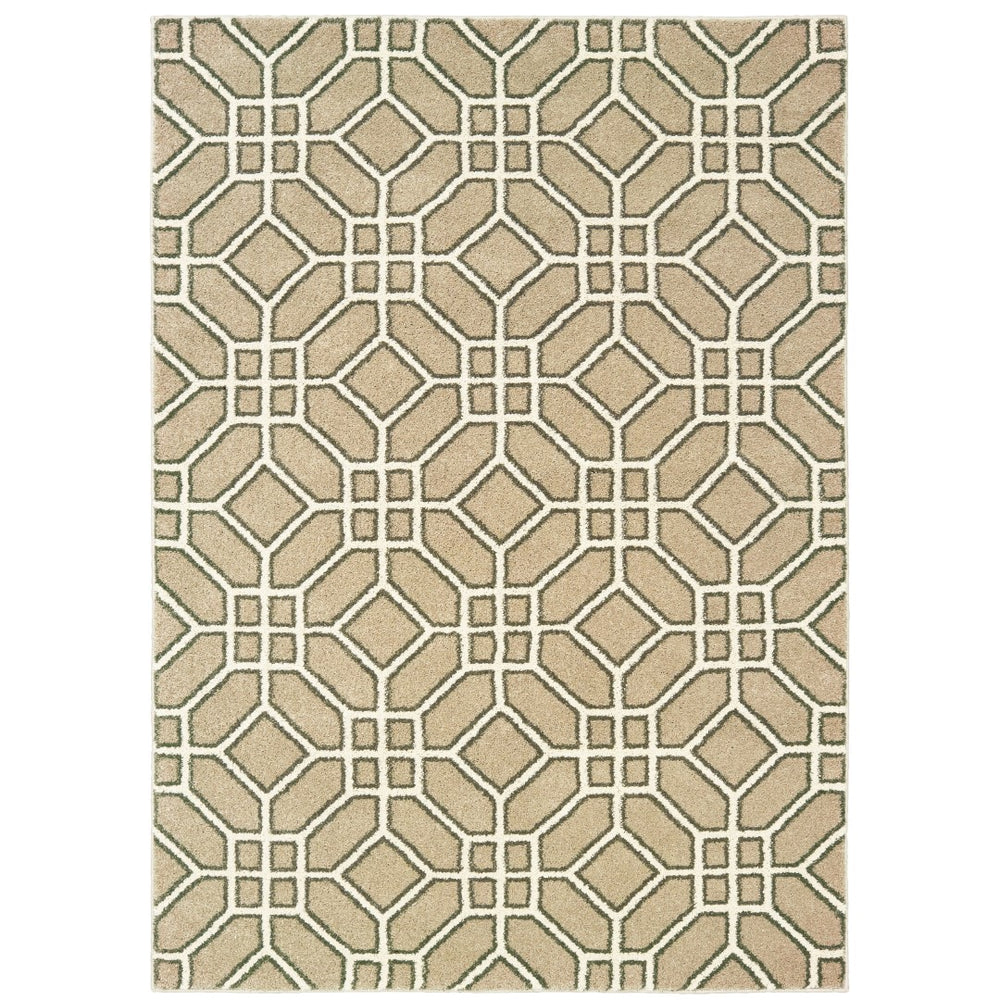 Oriental Weavers Carson 9669D Transitional/Mid-Century Modern Geometric Polypropylene Indoor Area Rug Sand/ Ivory 9'10" x 12'10" C9669D300390ST