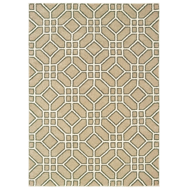 Oriental Weavers Carson 9669D Transitional/Mid-Century Modern Geometric Polypropylene Indoor Area Rug Sand/ Ivory 9'10" x 12'10" C9669D300390ST