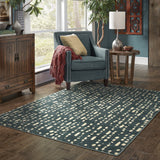 Oriental Weavers Carson 9673B Industrial/Contemporary Abstract Polypropylene Indoor Area Rug Blue/ Ivory 9'10" x 12'10" C9673B300390ST