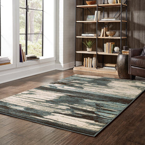 Oriental Weavers Carson 9675A Industrial/Contemporary Abstract Polypropylene Indoor Area Rug Blue/ Brown 9'10" x 12'10" C9675A300390ST