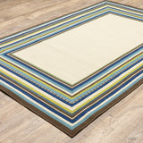 Oriental Weavers Caspian 1003X Casual/Traditional Border Polypropylene Indoor/Outdoor Area Rug Ivory/ Blue 8'6" x 13' C1003X259396ST