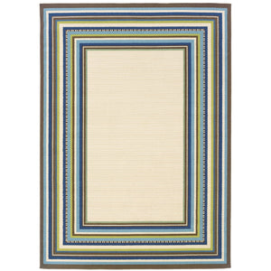 Oriental Weavers Caspian 1003X Casual/Traditional Border Polypropylene Indoor/Outdoor Area Rug Ivory/ Blue 8'6" x 13' C1003X259396ST