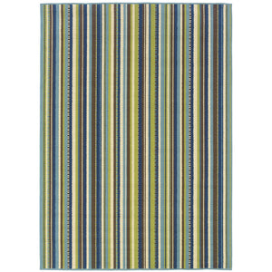 Oriental Weavers Caspian 1004X Transitional/Contemporary Striped Polypropylene Indoor/Outdoor Area Rug Blue/ Brown 8'6" x 13' C1004X259396ST
