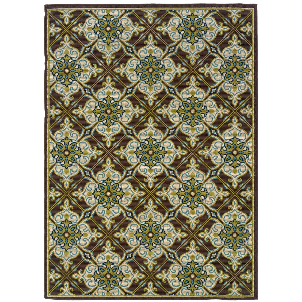 Oriental Weavers Caspian 1005D Transitional/Moroccan Trellis Polypropylene Indoor/Outdoor Area Rug Brown/ Ivory 8'6" x 13' C1005D259396ST