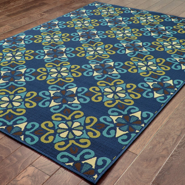 Oriental Weavers Caspian 3331L Casual/Global Floral Polypropylene Indoor/Outdoor Area Rug Blue/ Green 8'6" x 13' C3331L259396ST