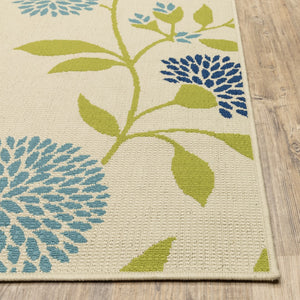 Oriental Weavers Caspian 8327Y Transitional/Casual Floral Polypropylene Indoor/Outdoor Area Rug Ivory/ Green 8'6" x 13' C8327Y259396ST