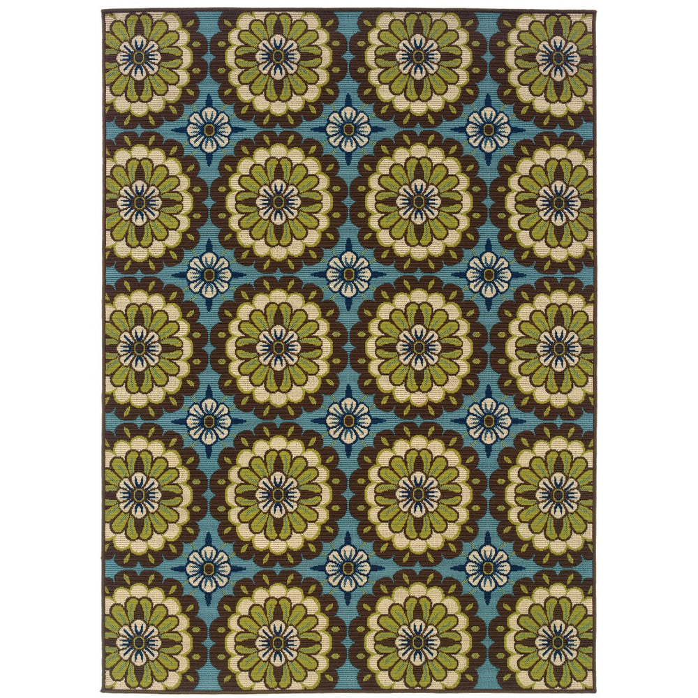 Oriental Weavers Caspian 8328L Transitional/Casual Floral Polypropylene Indoor/Outdoor Area Rug Blue/ Brown 8'6" x 13' C8328L259396ST