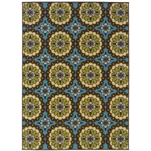 Oriental Weavers Caspian 8328L Transitional/Casual Floral Polypropylene Indoor/Outdoor Area Rug Blue/ Brown 8'6" x 13' C8328L259396ST