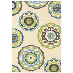 Oriental Weavers Caspian 859J6 Bohemian/Global Medallion Polypropylene Indoor/Outdoor Area Rug Ivory/ Green 8'6" x 13' C859J6259396ST