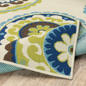 Oriental Weavers Caspian 859J6 Bohemian/Global Medallion Polypropylene Indoor/Outdoor Area Rug Ivory/ Green 8'6" x 13' C859J6259396ST